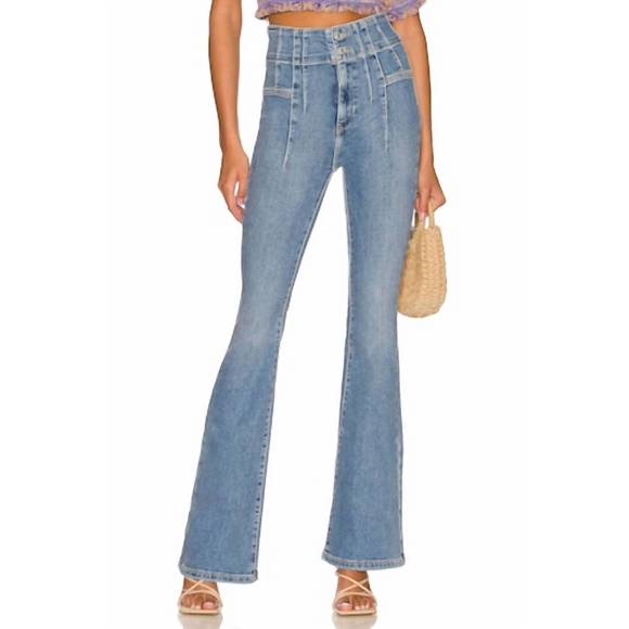 NEW FREE PEOPLE jayde flare jeans in sunburst - Picture 1 of 2